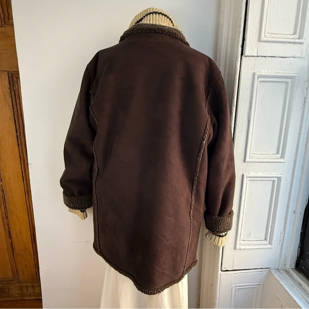 L. L. Bean Brown sherpa faux fur suede coat - Picture 9 of 11